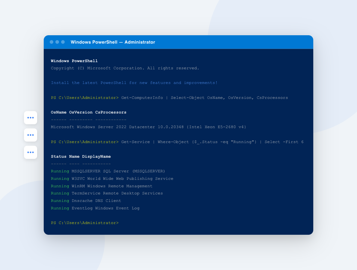 Control instantly through a browser terminal